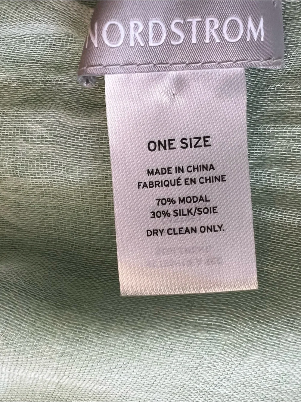 Nordstrom Mint Green Silk Blend Lightweight Scarf Wrap